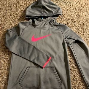 kids grey and pink nike hoodie
